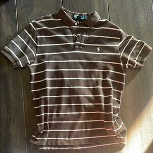 Vintage Ralph Lauren Polo Striped Brown Shirt Size Large
